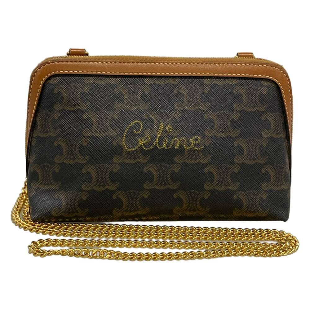 Celine Chain Clutch Shoulder Bag 10E382CCH.04LU Tan (Dark Brown) Triomphe